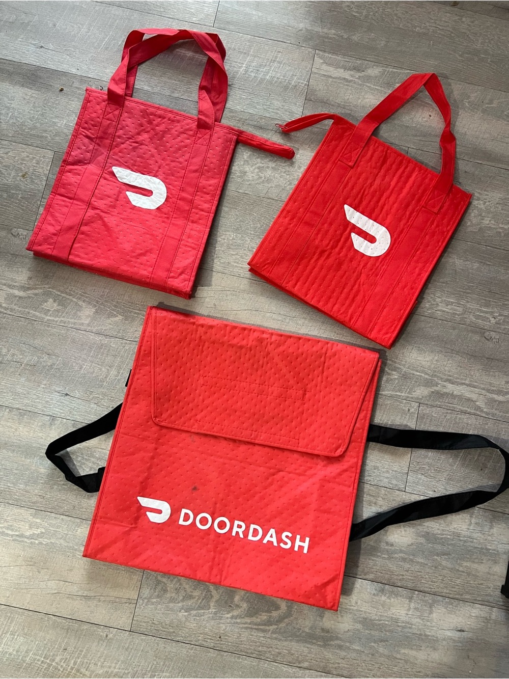 Bundle of 3 DoorDash Insulated Delivery Bags - Packable Totes